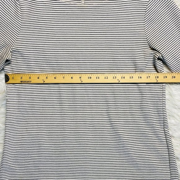 J. Crew Womens Knit A Line Striped Peplum Sleeve Black Ivory Dress Size Large - Picture 8 of 11